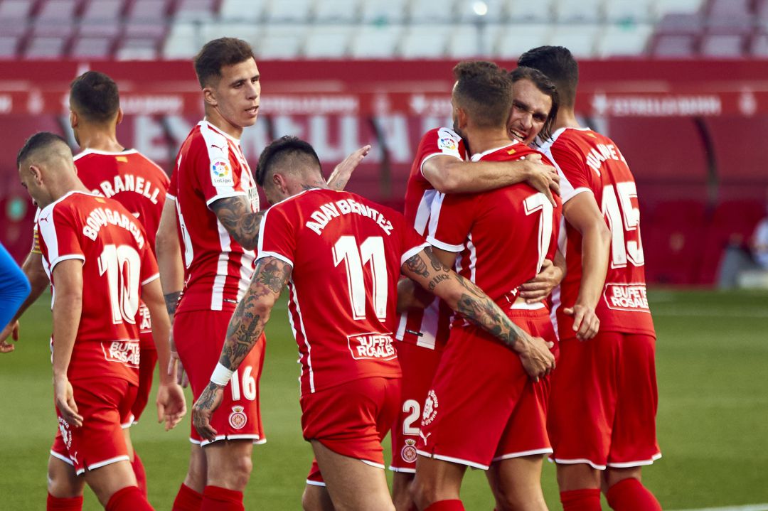 Stuani i Ignasi Miquel celebrant el segon gol. Stuani i Ignasi Miquel celebrant el segon gol.