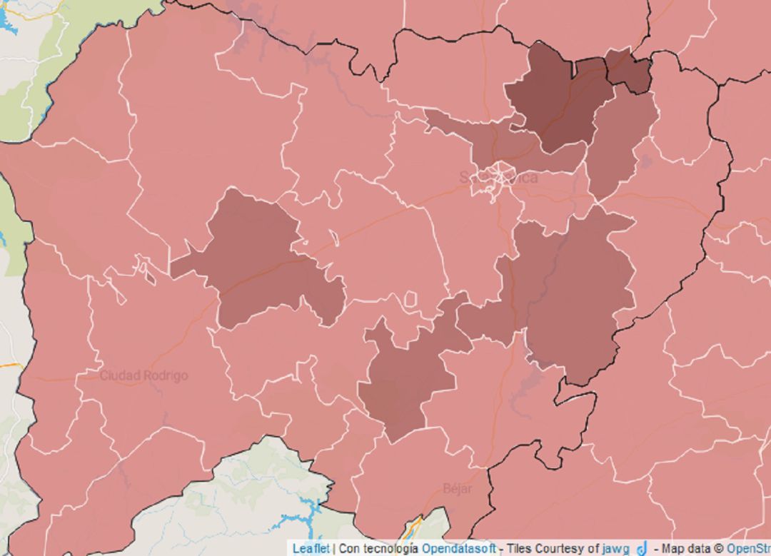 Mapa de la mortalidad producida por el coronavirus en toda la provincia de Salamanca. Mapa de la mortalidad producida por el coronavirus en toda la provincia de Salamanca.