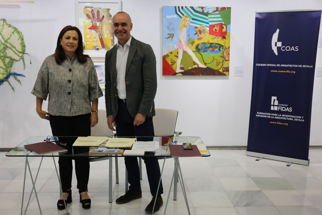Cristina Murillo, decana del Colegio de Arquitectos de Sevilla y Antonio Muñoz, delegado de Hábitat Urbano Cristina Murillo, decana del Colegio de Arquitectos de Sevilla y Antonio Muñoz, delegado de Hábitat Urbano