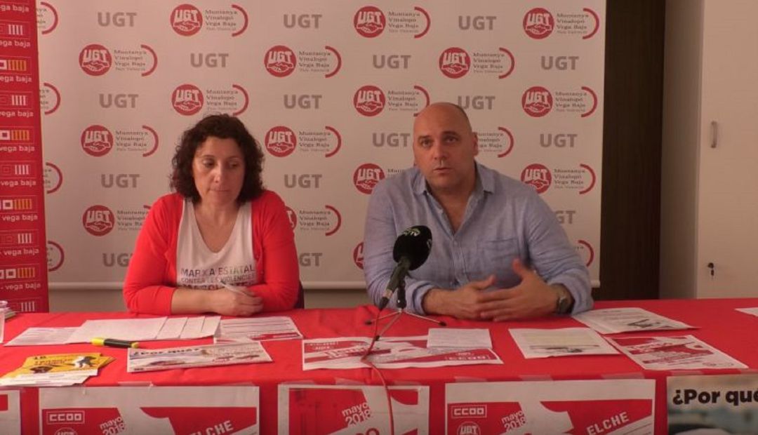 Carmen Palomar secretaria de CCOO e Ismael Senent UGT Carmen Palomar secretaria de CCOO e Ismael Senent UGT