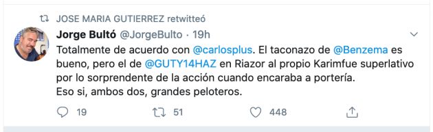 Tuit que compartió Guti en sus redes Tuit que compartió Guti en sus redes