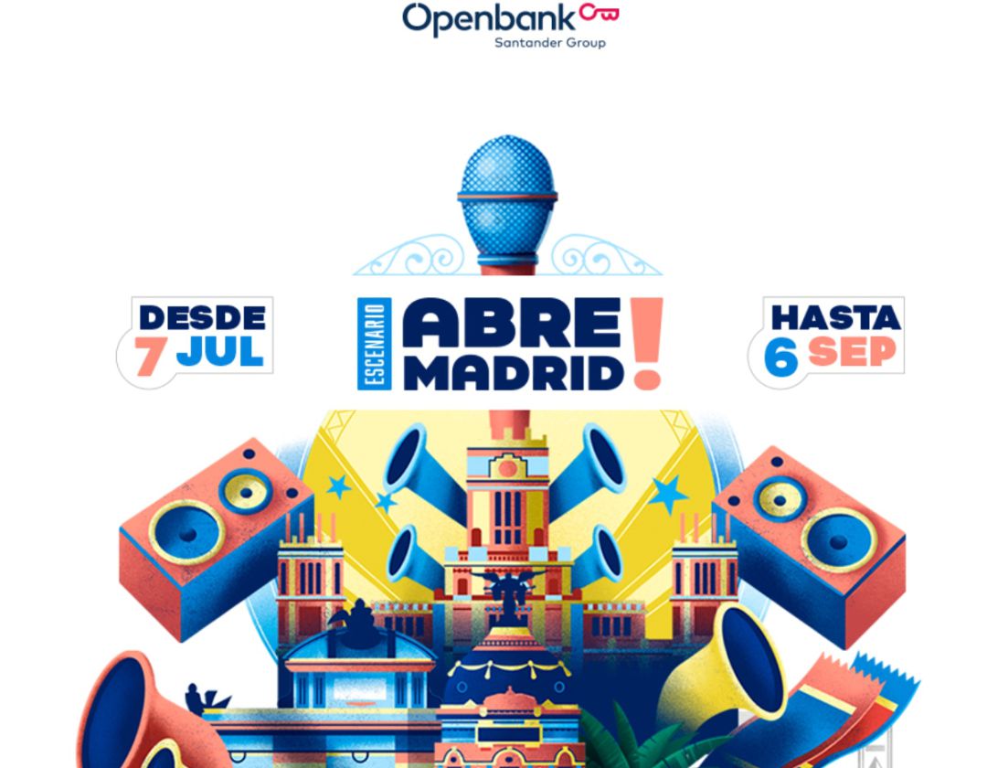 Cartel de Abre Madrid, espacio cultural que comienza a funcionar este martes con un concierto de Los Secretos dedicado al personal sanitario. Cartel de Abre Madrid, espacio cultural que comienza a funcionar este martes con un concierto de Los Secretos dedicado al personal sanitario.