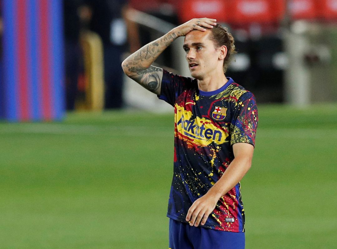 Griezmann, antes del partido contra el Atlético. Griezmann, antes del partido contra el Atlético.