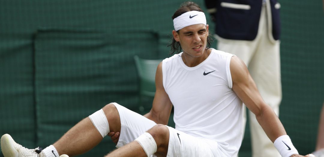 Rafa Nadal, durante la mítica final de Wimbledon 2008 ante Roger Federer Rafa Nadal, durante la mítica final de Wimbledon 2008 ante Roger Federer