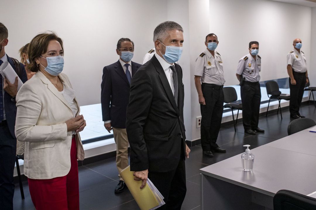 Marlaska durante su intervención de hoy en Algeciras. Marlaska durante su intervención de hoy en Algeciras.