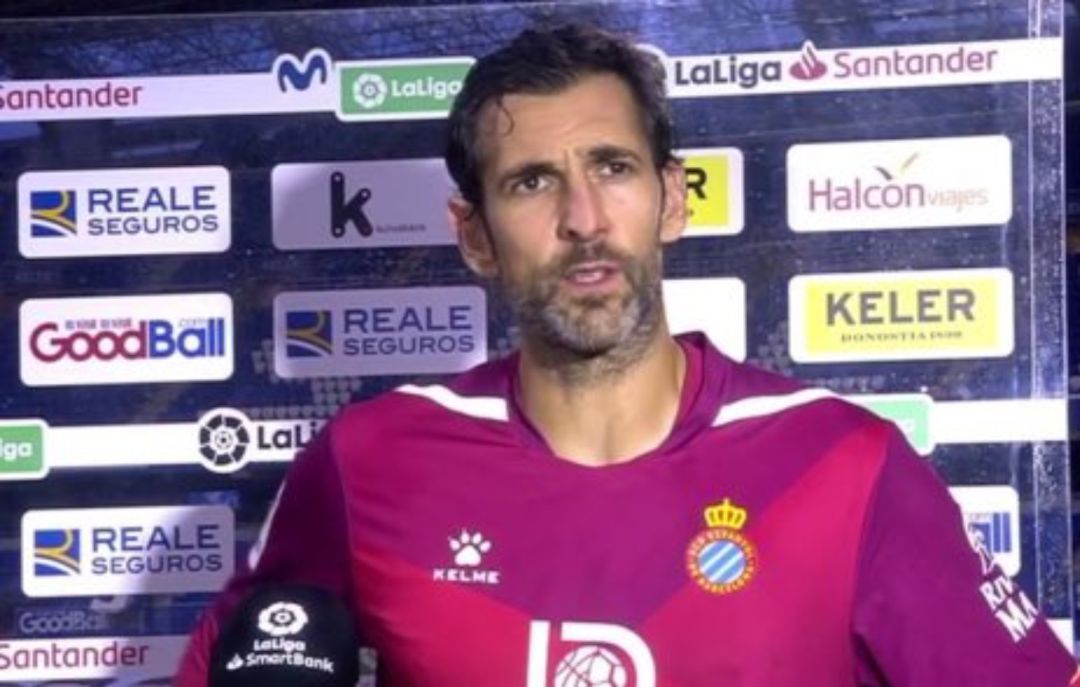 Diego López atiende a Movistar+ tras el partido. Diego López atiende a Movistar+ tras el partido.