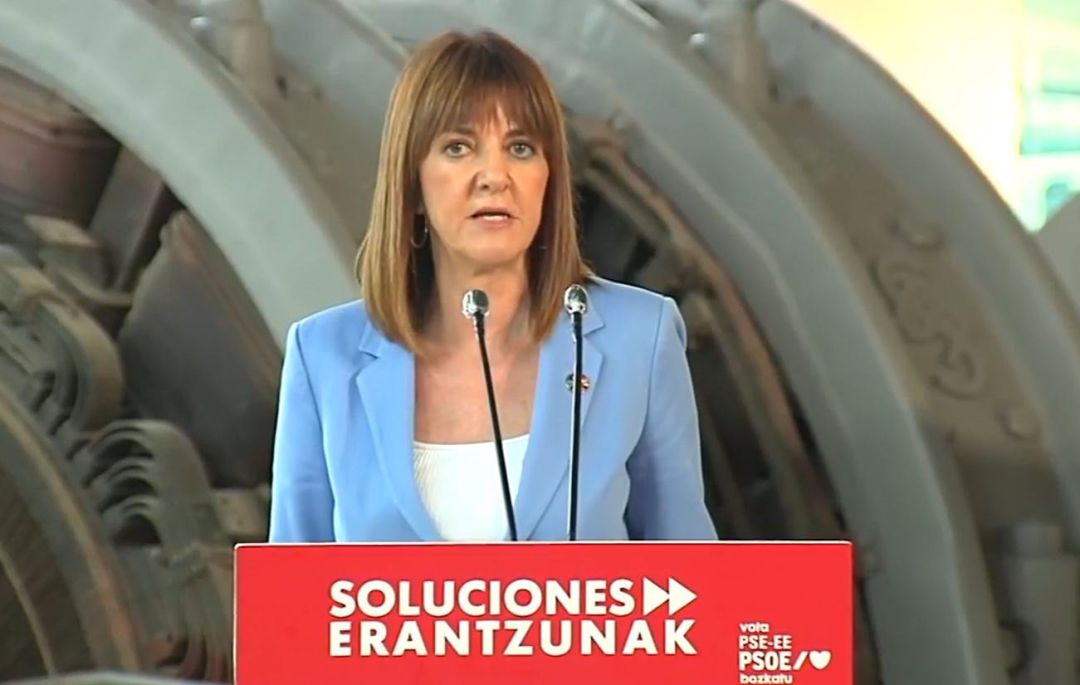 La secretaria general del PSE-EE y candidata a lehendakari, Idoia Mendia, en un mitin en Barakaldo
La secretaria general del PSE-EE y candidata a lehendakari, Idoia Mendia, en un mitin en Barakaldo