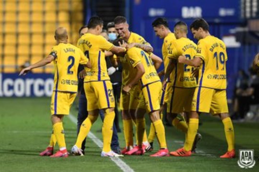 Celebración de un gol de la AD Alcorcón frente al Lugo Celebración de un gol de la AD Alcorcón frente al Lugo