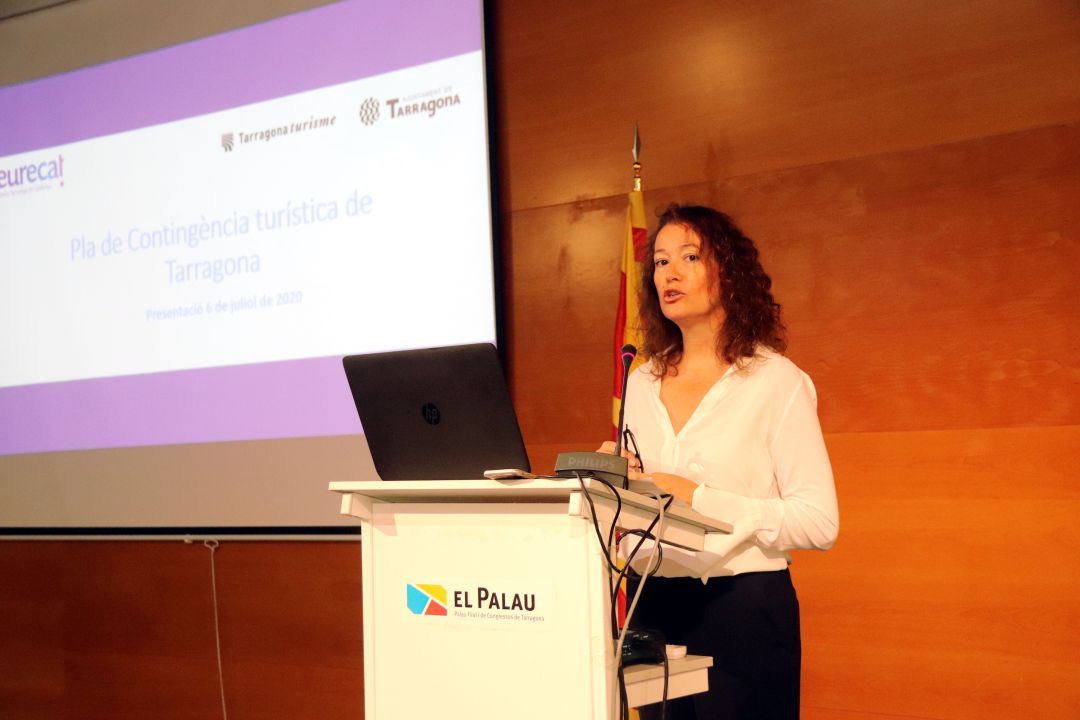 Laura Castel durant la presentació del pla de contingència turístic Laura Castel durant la presentació del pla de contingència turístic
