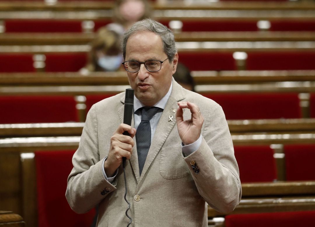 El presidente de la Generalitat, Quim Torra, interviene en el pleno celebrado este miércoles en el Parlament El presidente de la Generalitat, Quim Torra, interviene en el pleno celebrado este miércoles en el Parlament