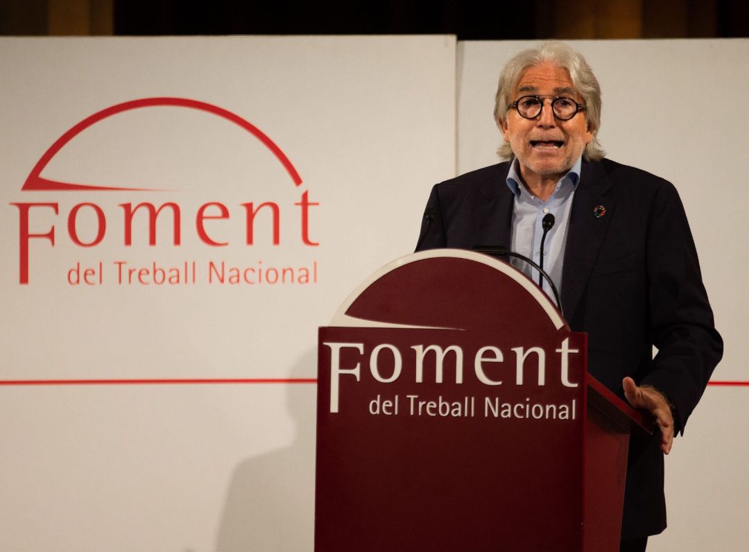 El president de Foment del Treball, Josep Sánchez Llibre, durant l'acte El president de Foment del Treball, Josep Sánchez Llibre, durant l'acte