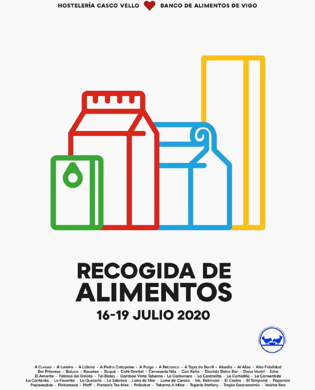 Cartel de la campaña de recogida de alimentos organizada por la hostelería del Casco Vello. Cartel de la campaña de recogida de alimentos organizada por la hostelería del Casco Vello.