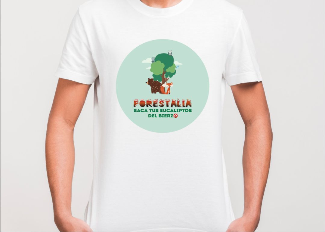 Camiseta de la campaña "Forestalia: saca tus eucaliptos del Bierzo". Camiseta de la campaña "Forestalia: saca tus eucaliptos del Bierzo".
