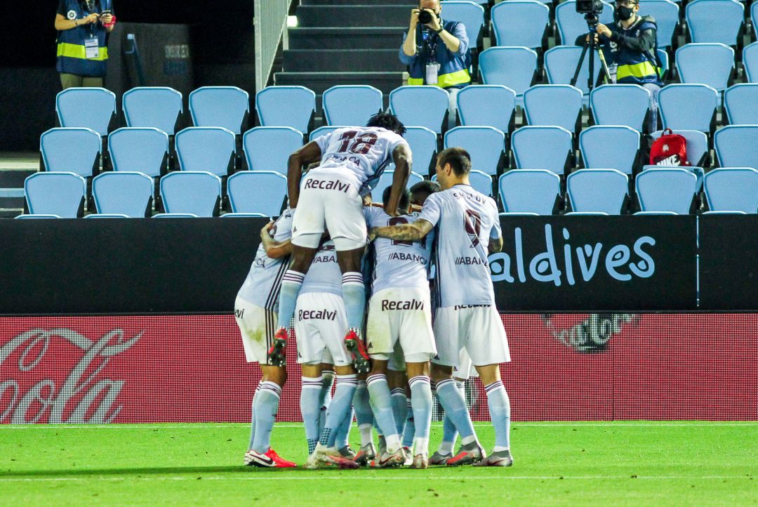 El equipo celebra el gol contra el Atlético de MAdrid El equipo celebra el gol contra el Atlético de MAdrid