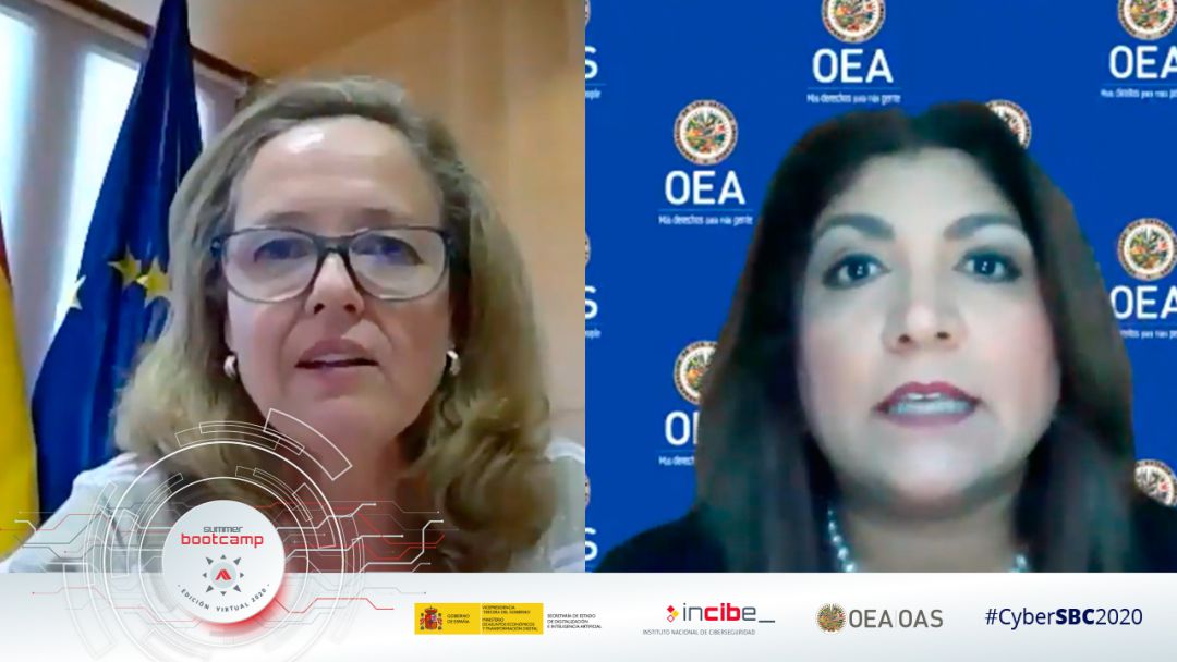 Nadia Calviño, junto a la secretaria de Seguridad Multidimensional de la Organización de los Estados Americanos (OEA), Farah Urrutia Nadia Calviño, junto a la secretaria de Seguridad Multidimensional de la Organización de los Estados Americanos (OEA), Farah Urrutia