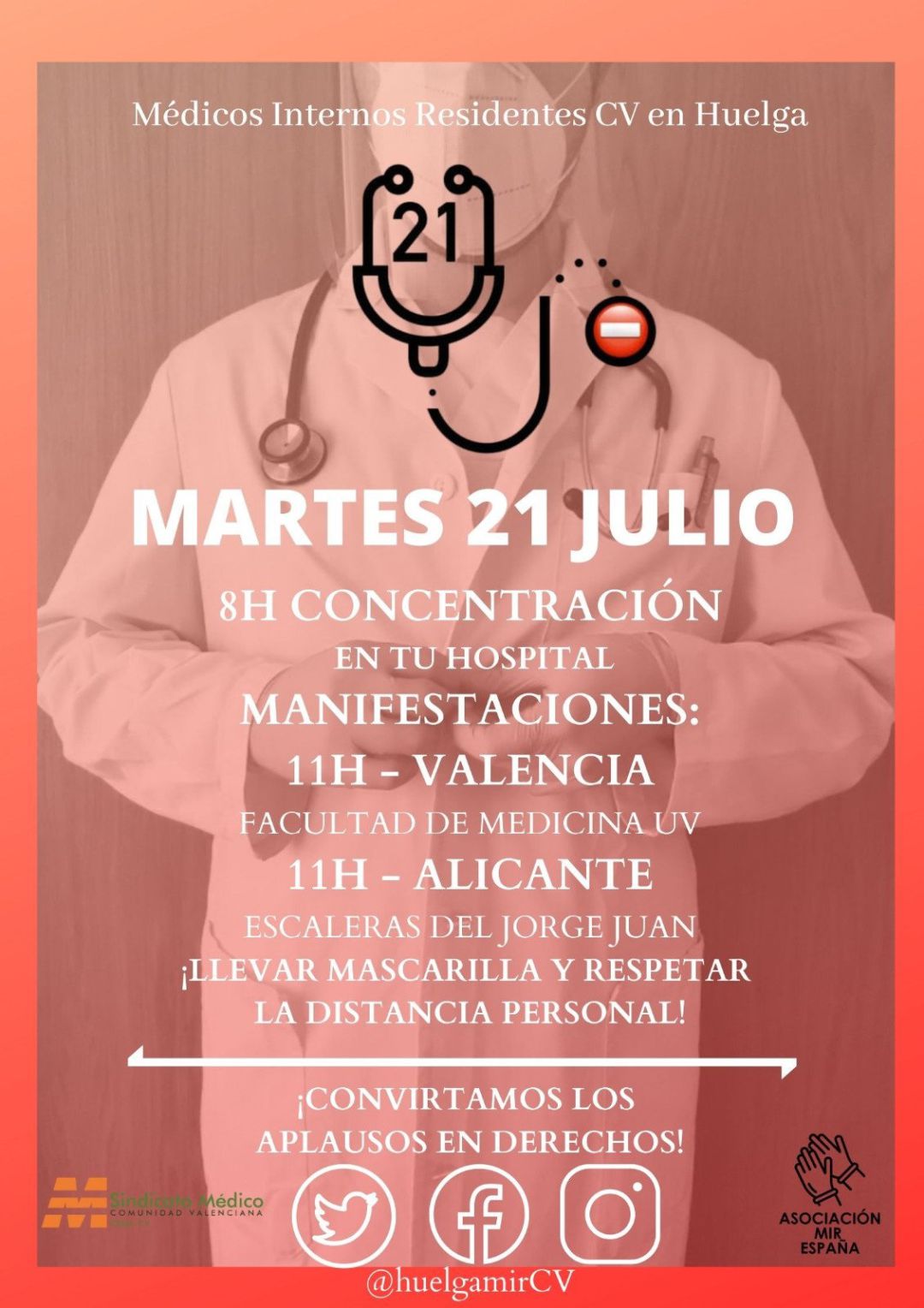 Cartel de la convocatoria de huelga indefinida de los MIR en la Comunitat Valenciana Cartel de la convocatoria de huelga indefinida de los MIR en la Comunitat Valenciana
