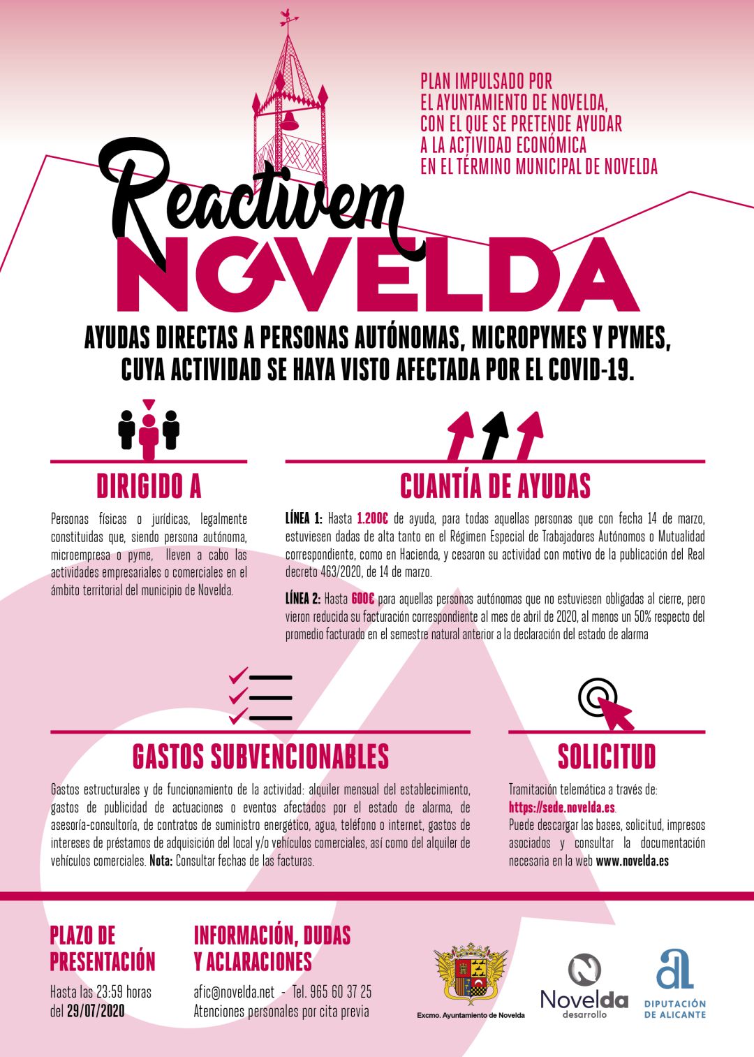 Línea de ayudas para autónomos y pequeñas empresas de Novelda Línea de ayudas para autónomos y pequeñas empresas de Novelda
