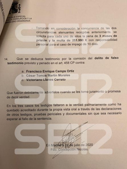 Anticorrupción pide abrir un procedimiento contra Camps por mentir Anticorrupción pide abrir un procedimiento contra Camps por mentir