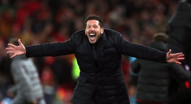 Diego Pablo Simeone celebra un gol en Anfield Diego Pablo Simeone celebra un gol en Anfield
