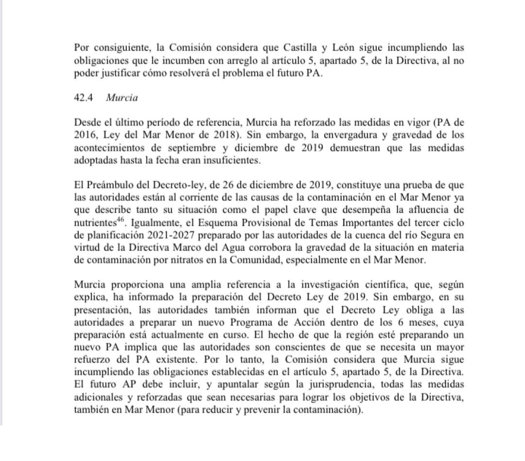Fragmento del documento de la CE Fragmento del documento de la CE