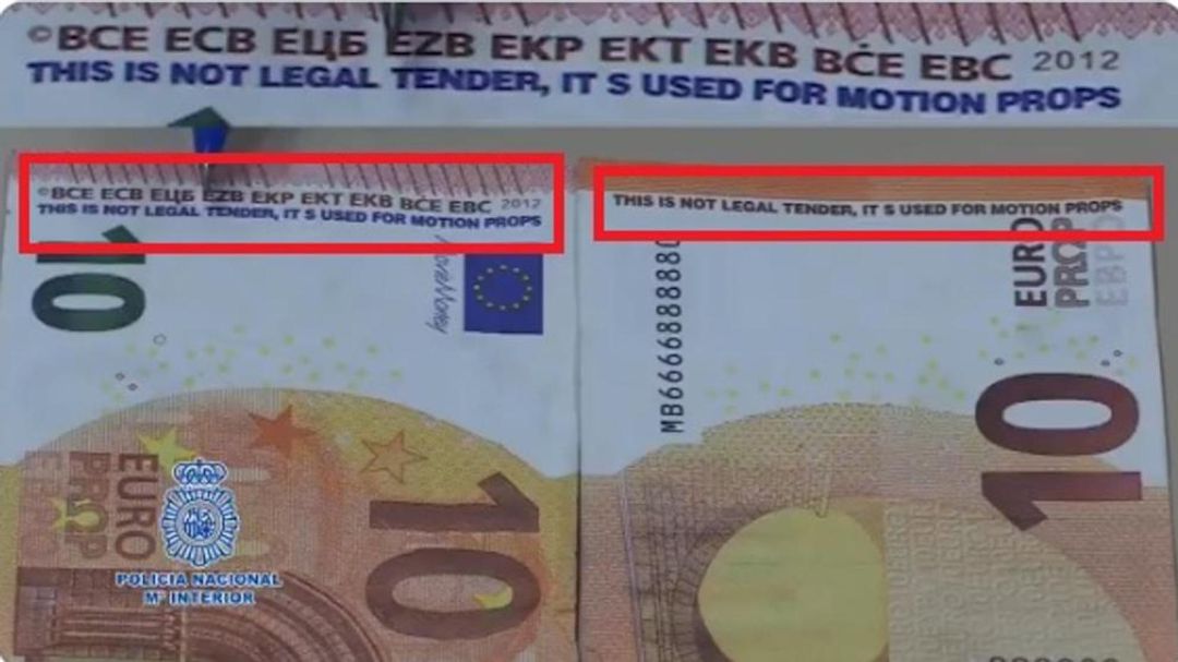 Billetes de 10 euros empleados en rodajes de películas o anuncios que están en circulación Billetes de 10 euros empleados en rodajes de películas o anuncios que están en circulación