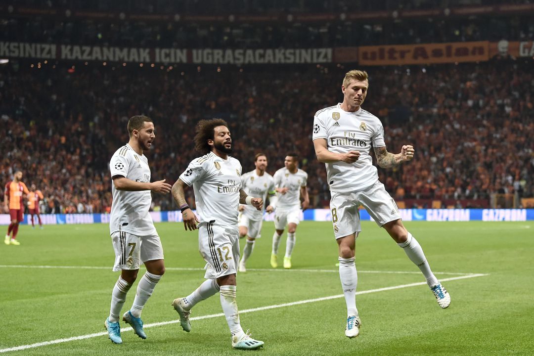 Kroos celebra un gol al Galatasaray en la fase de grupos de la Champions Kroos celebra un gol al Galatasaray en la fase de grupos de la Champions