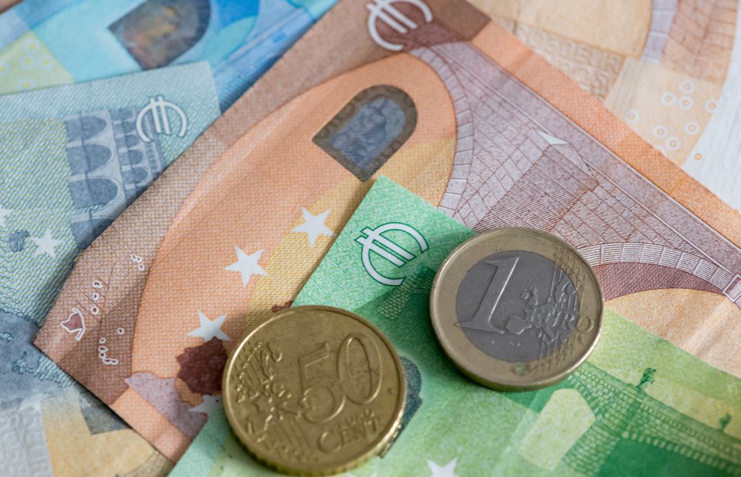 Billetes y monedas de euro. Billetes y monedas de euro.