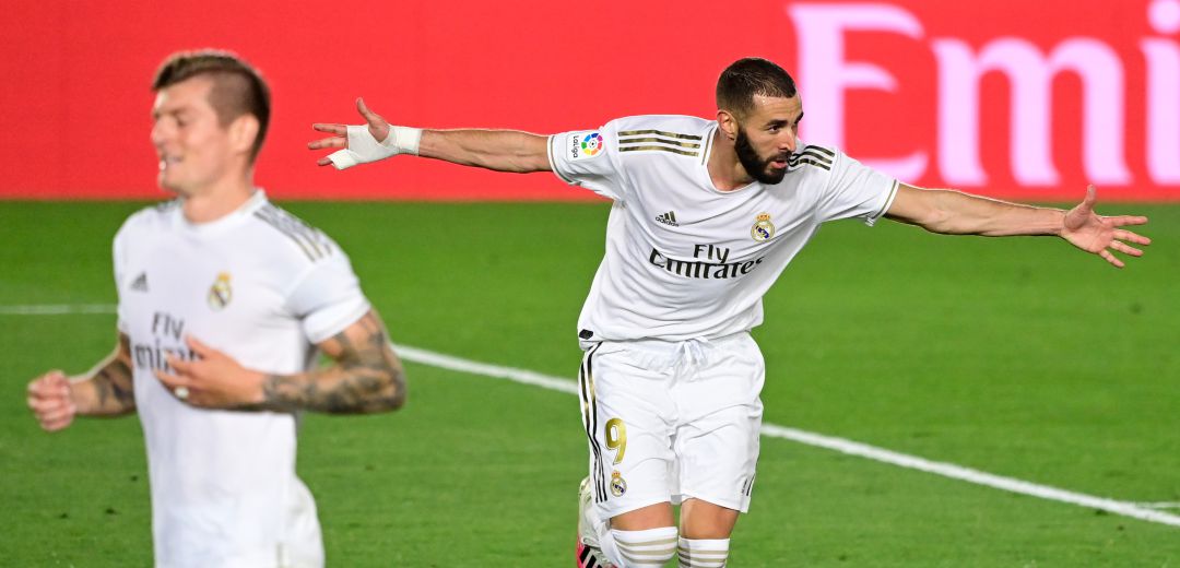 Karim Benzema celebra un gol en LaLiga esta temporada Karim Benzema celebra un gol en LaLiga esta temporada