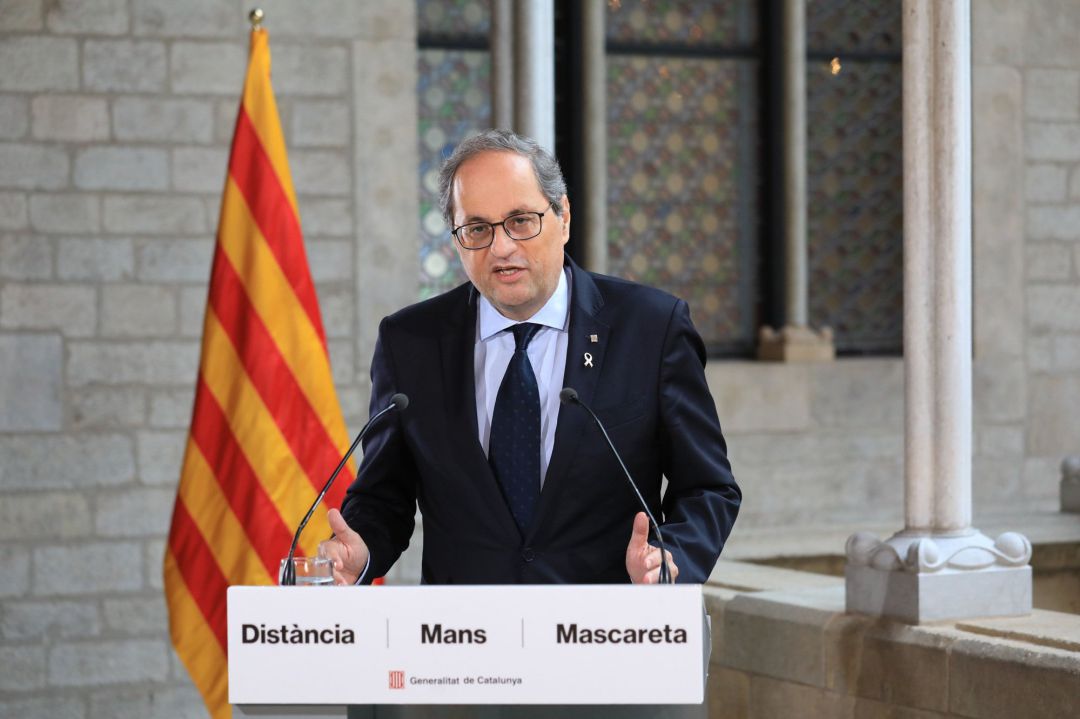 El presidente de la Generalitat, Quim Torra, en una declaración institucional.
El presidente de la Generalitat, Quim Torra, en una declaración institucional.