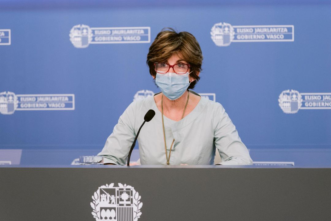 La consejera vasca de Salud, Nekane Murga, informa este lunes en rueda de prensa de la evolución de los brotes en Euskadi de coronavirus Covid-19. EFE-Jon Rodríguez Bilbao La consejera vasca de Salud, Nekane Murga, informa este lunes en rueda de prensa de la evolución de los brotes en Euskadi de coronavirus Covid-19. EFE-Jon Rodríguez Bilbao
