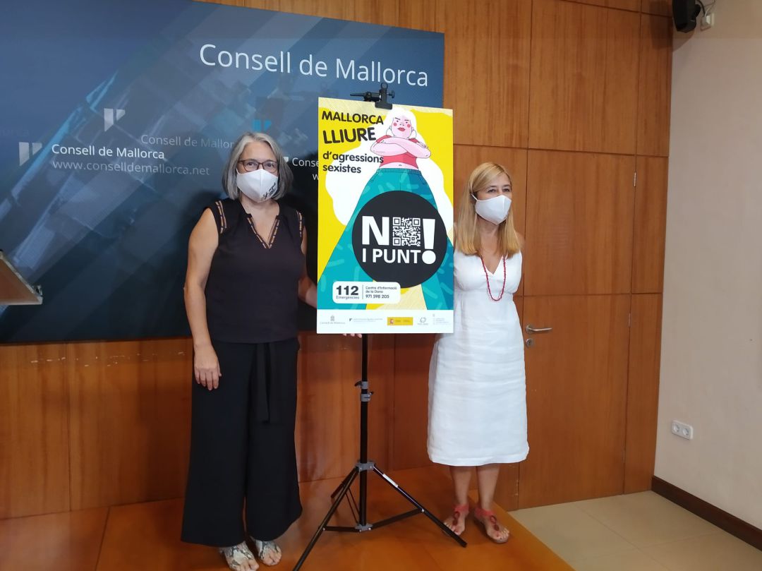 Consellera de Presidencia, Teresa Suárez, y la directora insultar de Igualdad y Diversidad, Rosa Cursach, presentan la nueva campaña 'No i punt'
Consellera de Presidencia, Teresa Suárez, y la directora insultar de Igualdad y Diversidad, Rosa Cursach, presentan la nueva campaña 'No i punt'
