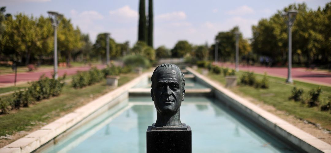 Busto del rey emérito Juan Carlos I en el parque con el mismo nombre en Pinto Busto del rey emérito Juan Carlos I en el parque con el mismo nombre en Pinto