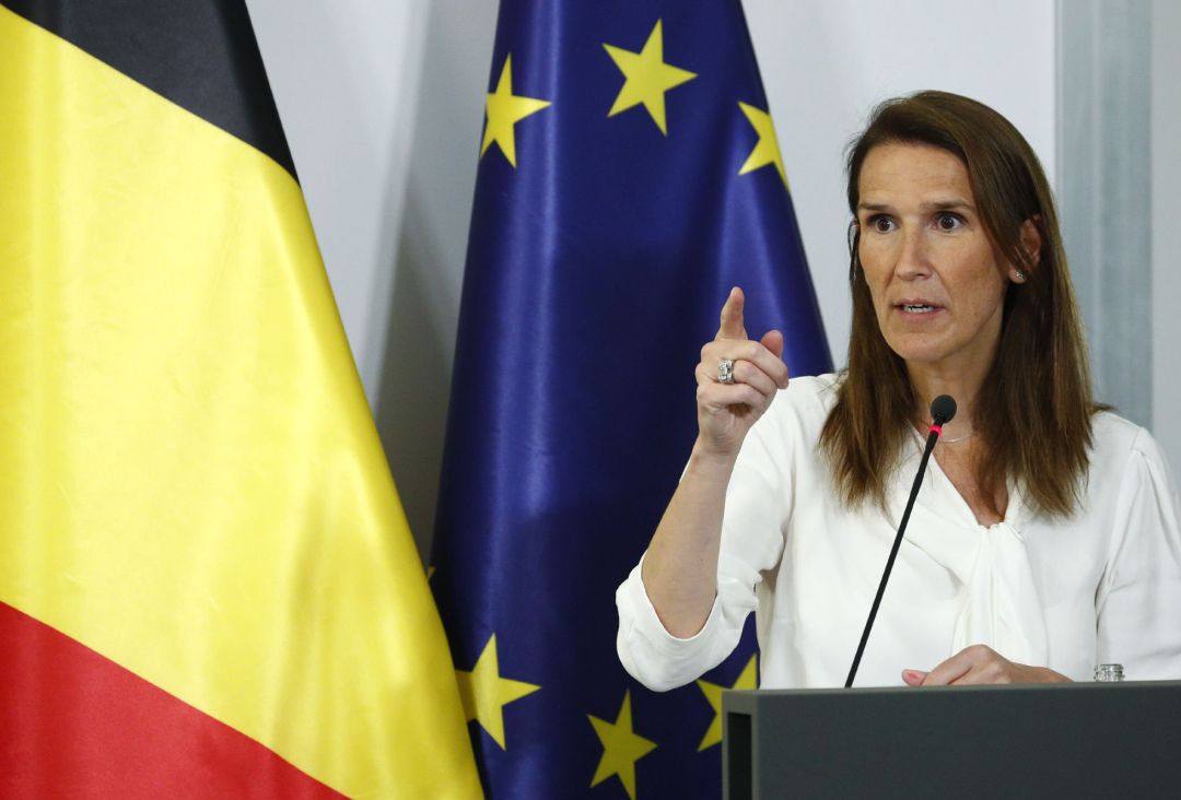 La primera ministra de Bélgica, Sophie Williams en una rueda de prensa. La primera ministra de Bélgica, Sophie Williams en una rueda de prensa.