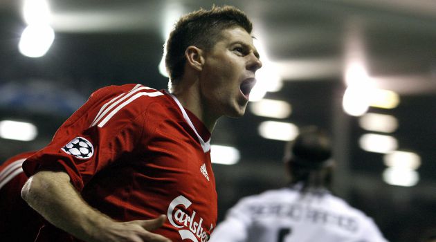 Steven Gerrard celebra un gol ante el Madrid en Anfield Steven Gerrard celebra un gol ante el Madrid en Anfield
