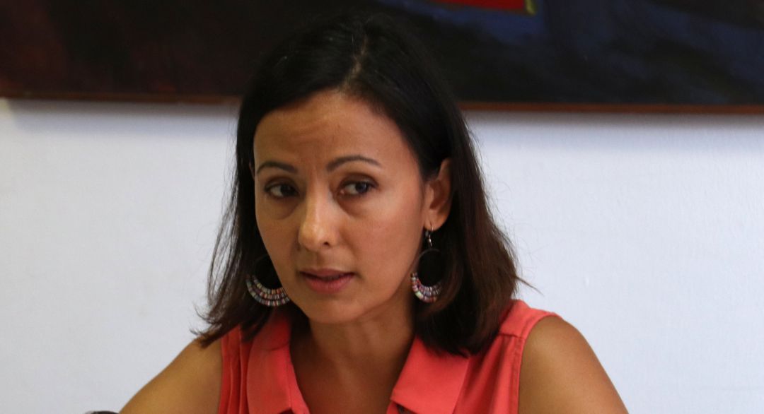 Belén López en una roda de premsa. Belén López en una roda de premsa.