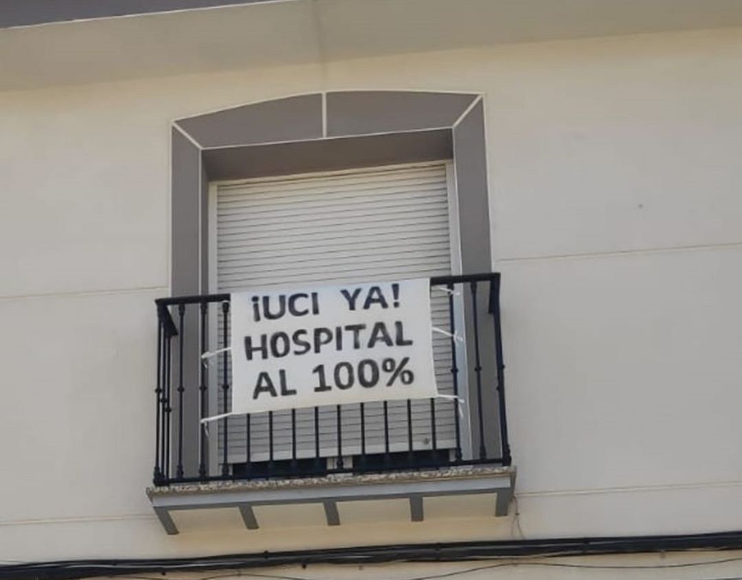 Una de las pancartas reivindicativas realizada por la Coordinadora en Tomelloso Una de las pancartas reivindicativas realizada por la Coordinadora en Tomelloso
