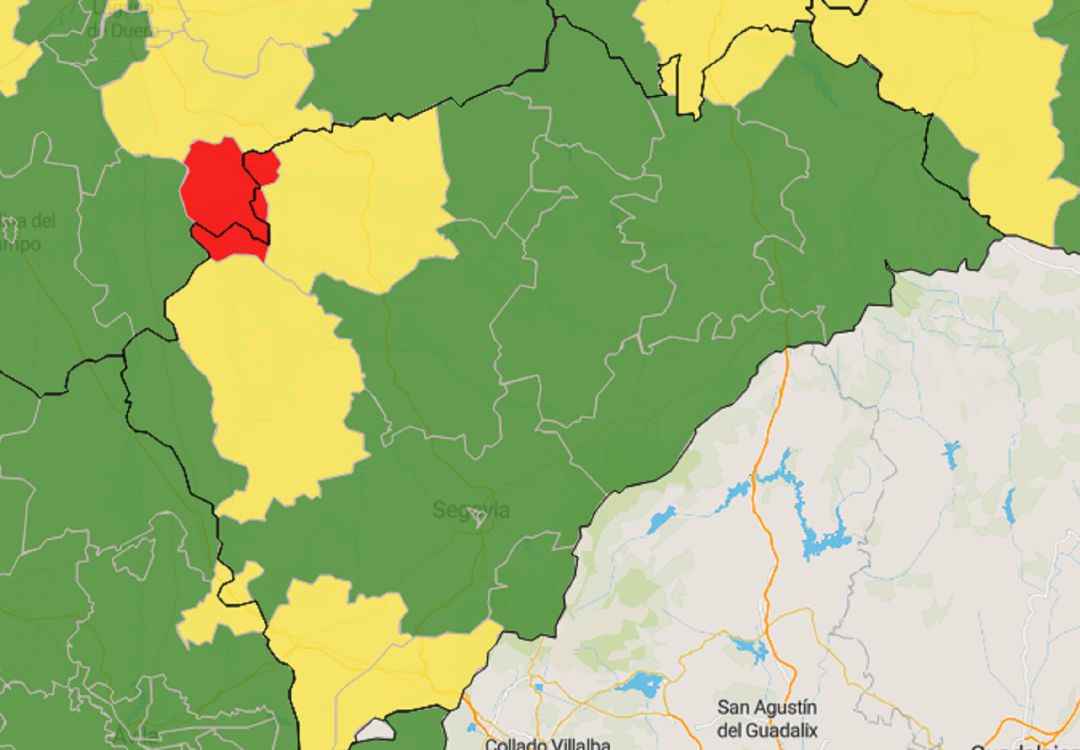 Cuatro Zonas Básicas de Salud de la provincia de Segovia en nivel amarillo Cuatro Zonas Básicas de Salud de la provincia de Segovia en nivel amarillo