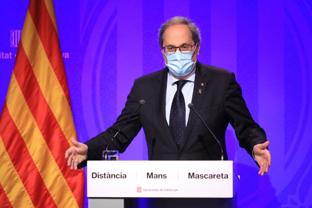 El presidente de la Generalitat, Quim Torra, en rueda de prensa en el Palau El presidente de la Generalitat, Quim Torra, en rueda de prensa en el Palau