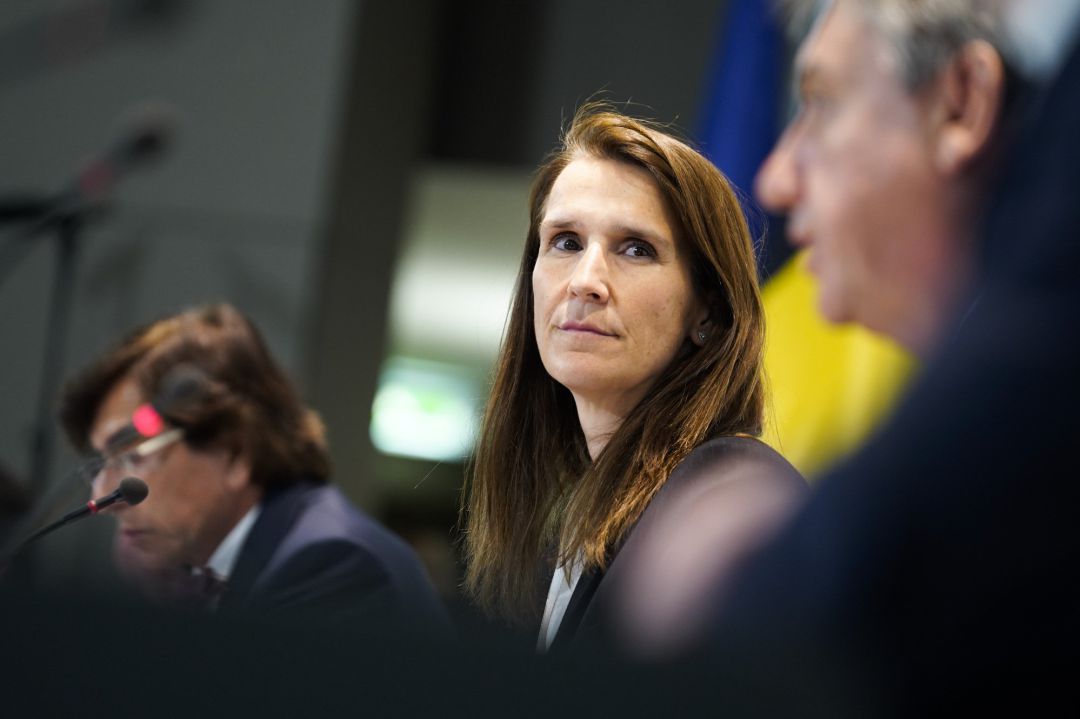 Sophie Wilmes, primera ministra de Bélgica, en una reunión del Consejo de Seguridad Nacional centrada en la pandemia de coronavirus Sophie Wilmes, primera ministra de Bélgica, en una reunión del Consejo de Seguridad Nacional centrada en la pandemia de coronavirus
