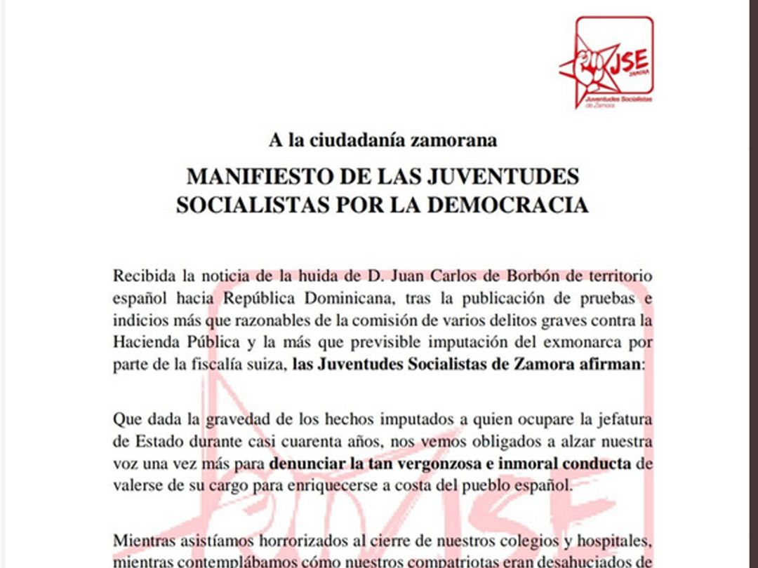 Comunicado de los jovenes socialistas Comunicado de los jovenes socialistas