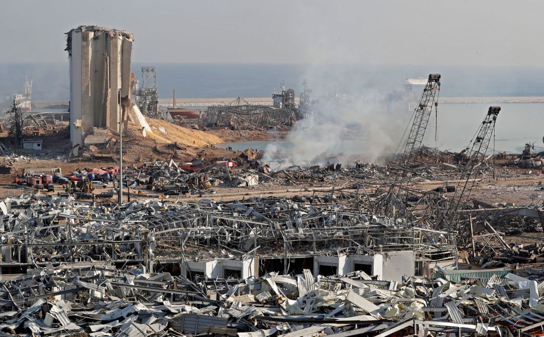 Imagen Beirut (Líbano) al día siguiente de la explosión del almacén en el puerto.
Imagen Beirut (Líbano) al día siguiente de la explosión del almacén en el puerto.