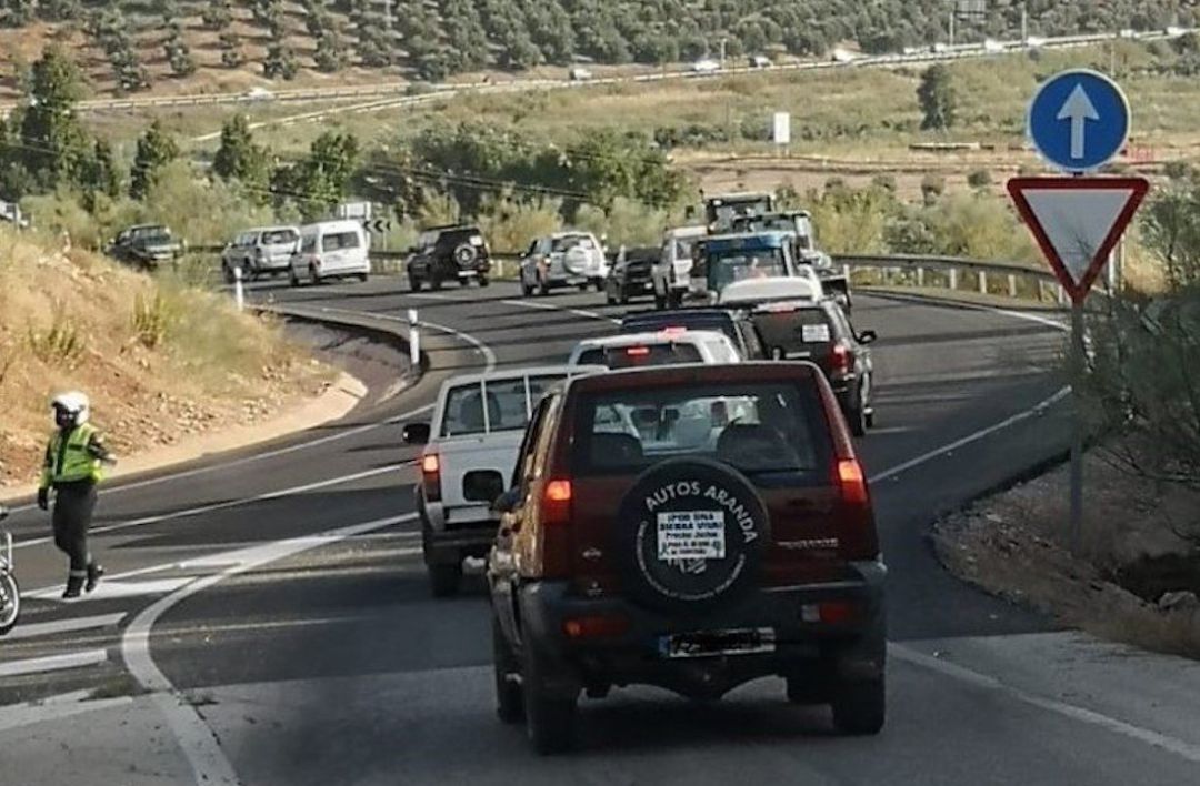 Caravana de agricultores por la N-322. Caravana de agricultores por la N-322.