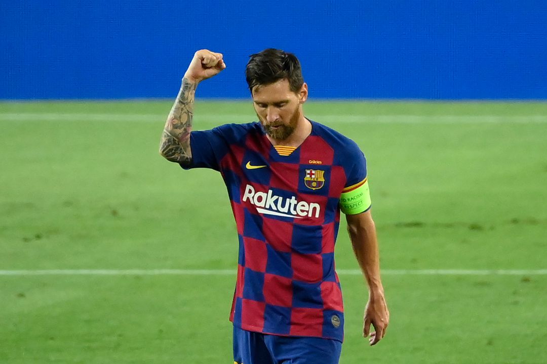 Messi celebra el segundo gol del conjunto azulgrana. Messi celebra el segundo gol del conjunto azulgrana.