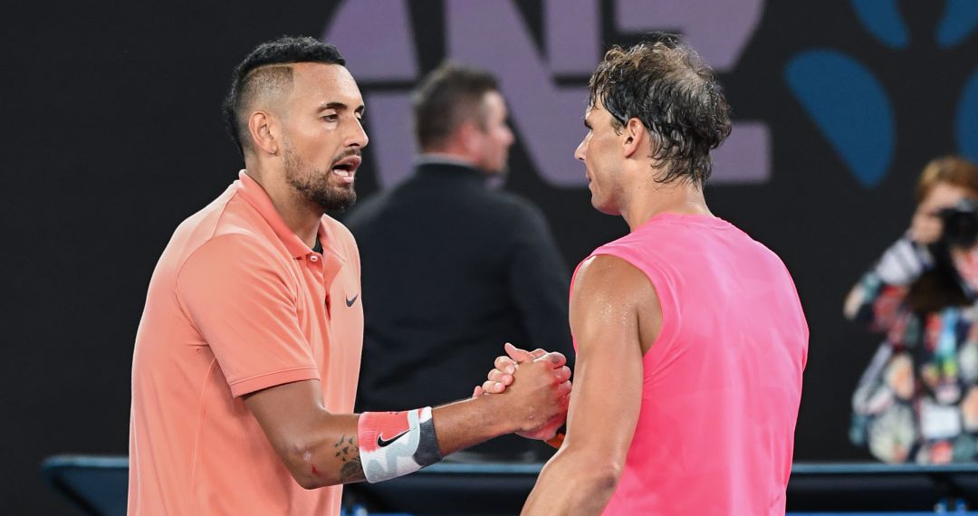 Nadal y Kyrgios se saludan tras un partido en el Abierto de Australia. Nadal y Kyrgios se saludan tras un partido en el Abierto de Australia.