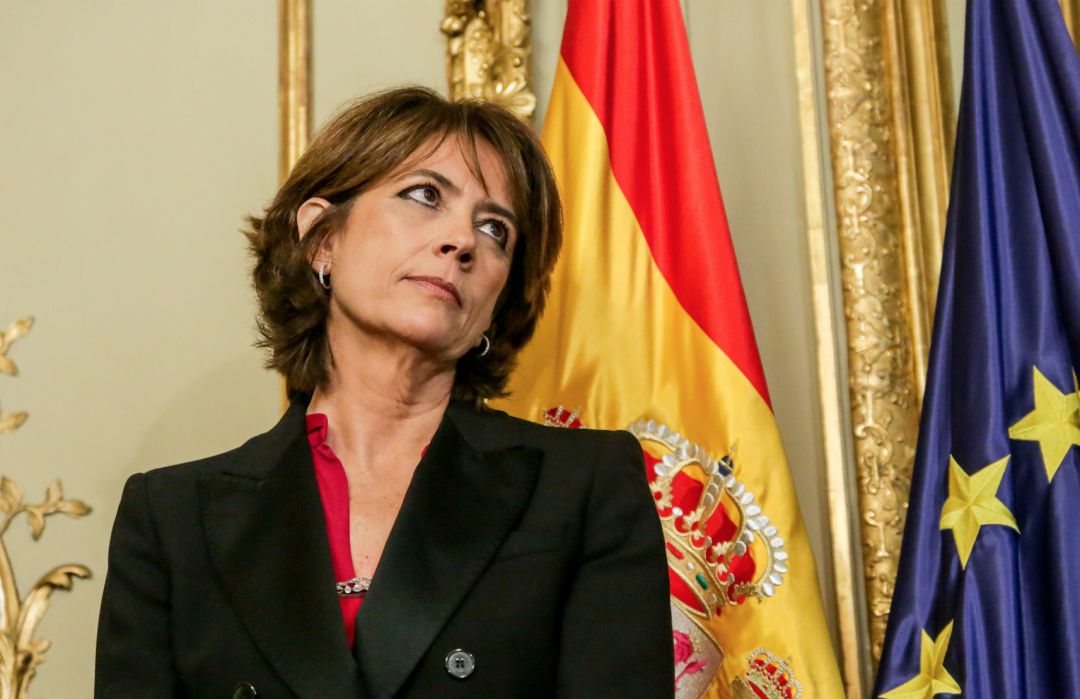 La exministra de Justicia y futura Fiscal General del Estado, Dolores Delgado, durante su intervención en la toma de posesión de los nuevos ministros de la coalición el pasado mes de enero
La exministra de Justicia y futura Fiscal General del Estado, Dolores Delgado, durante su intervención en la toma de posesión de los nuevos ministros de la coalición el pasado mes de enero
