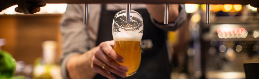 Hostelero sirve una caña de cerveza Hostelero sirve una caña de cerveza
