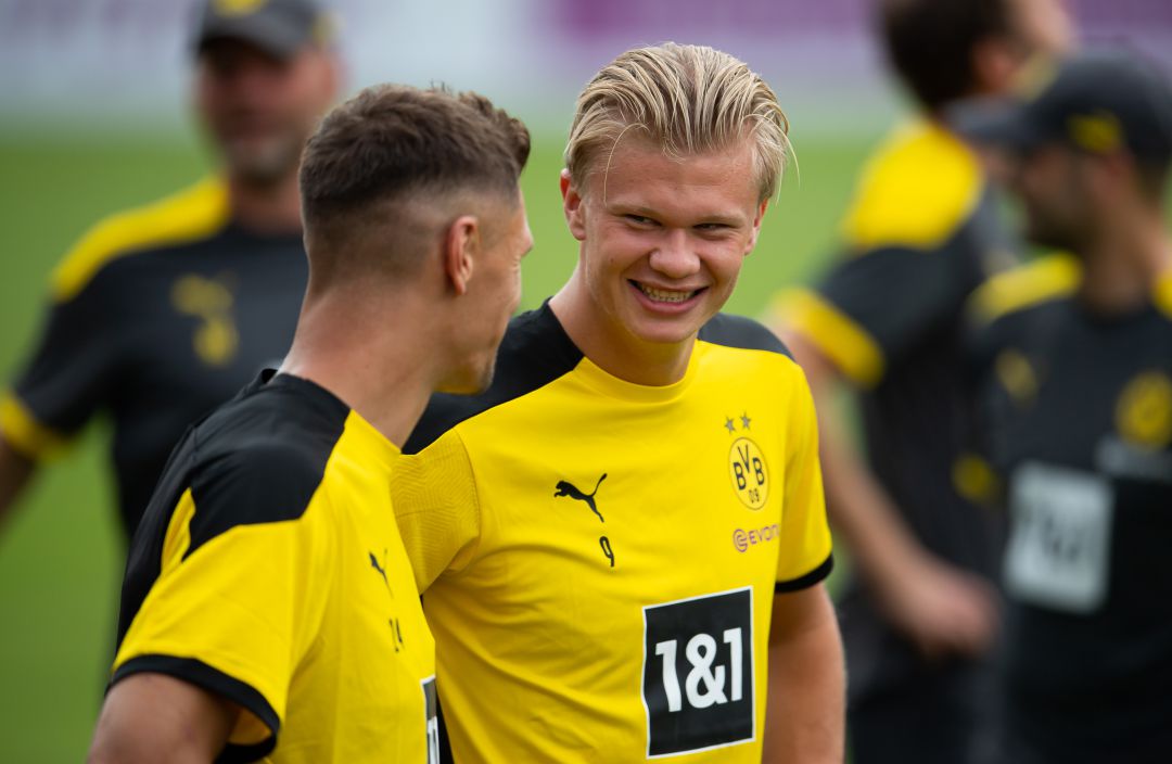 Haaland, en un entrenamiento del Borussia Dortmund. Haaland, en un entrenamiento del Borussia Dortmund.