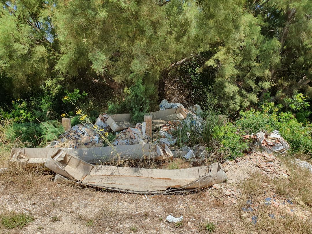 Basura acumulada en el Paraje del Arbre del Gos en La Albufera Basura acumulada en el Paraje del Arbre del Gos en La Albufera