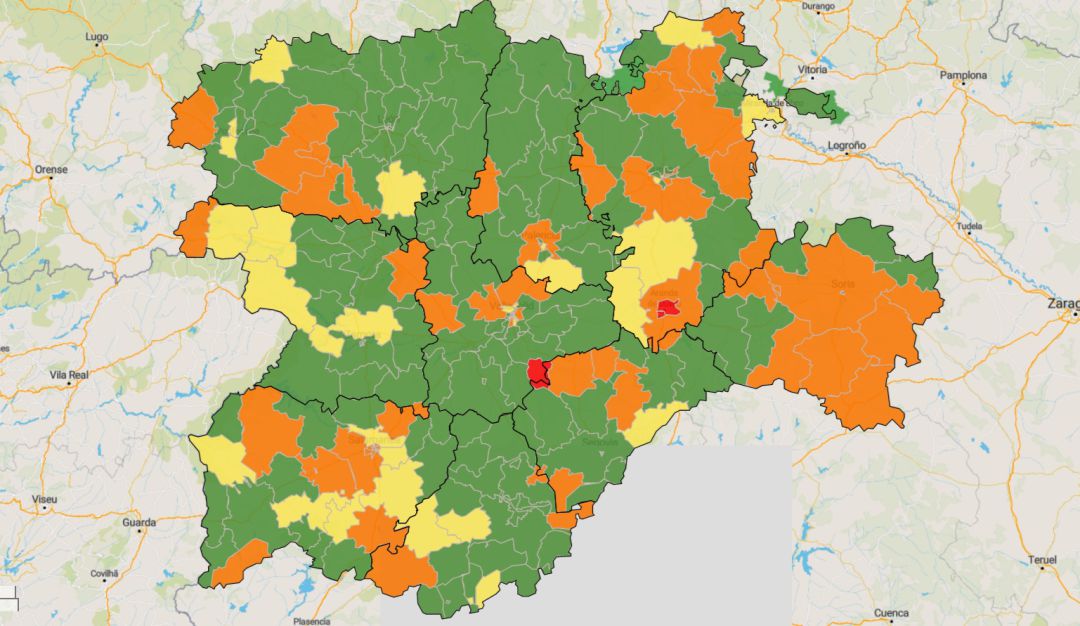 Mapa de incidencia de Covi-19 en relación a las tarjetas sanitarias Mapa de incidencia de Covi-19 en relación a las tarjetas sanitarias