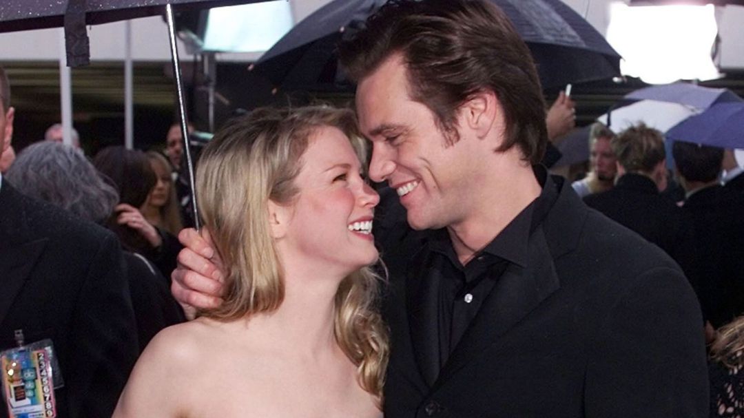 Imagen de archivo con Renée Zellweger y Jim Carrey en los Globos de Oro Imagen de archivo con Renée Zellweger y Jim Carrey en los Globos de Oro